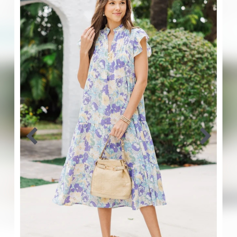 Real Love Yellow Floral Midi Dress,  Size L